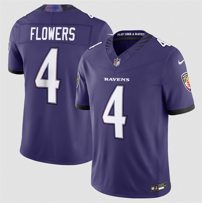 Men's Baltimore Ravens #4 Zay Flowers Purple 2026 F.U.S.E Vapor Stitched Limited Football Jersey